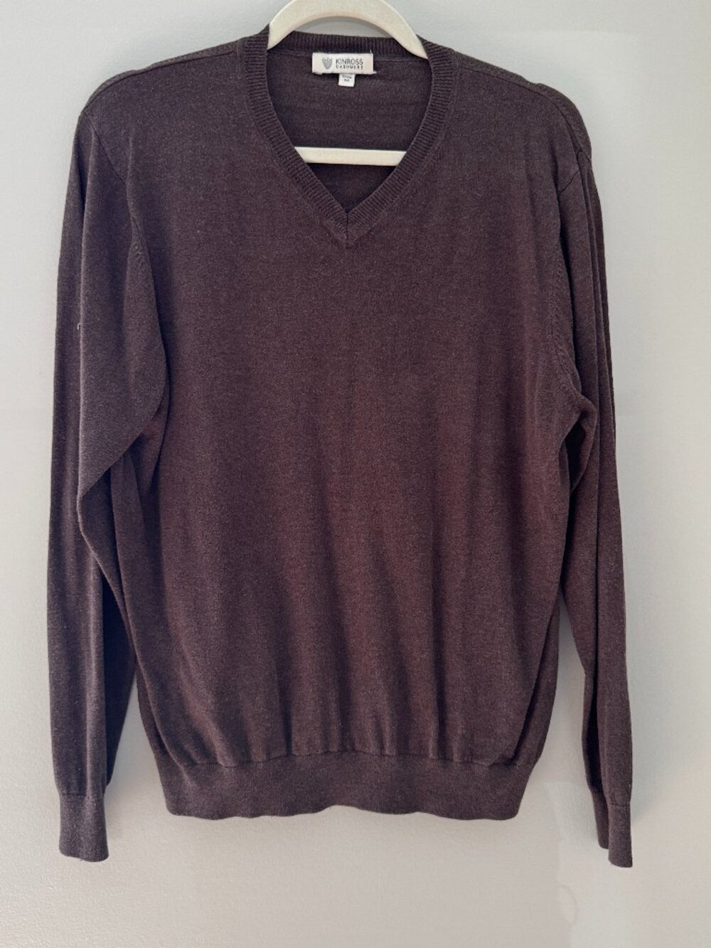 Kinross Cashmere Brown V-Neck Sweater Size M
